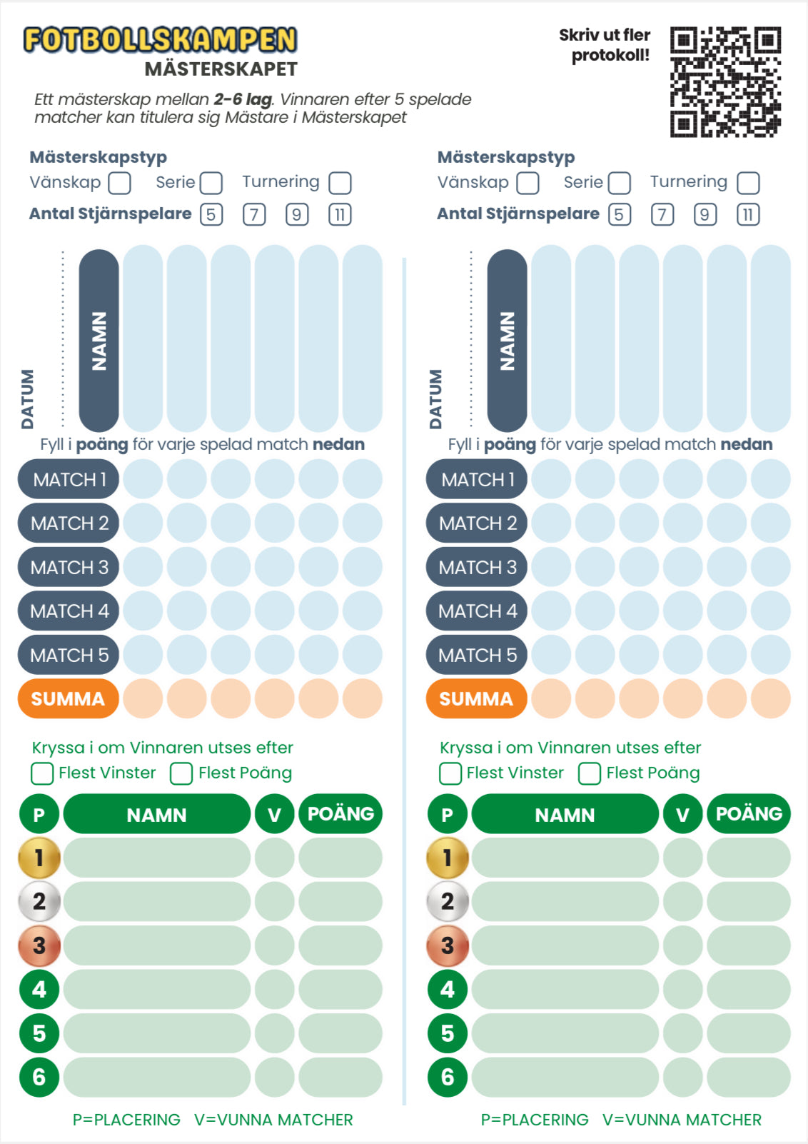 20 Protokoll – Fotbollskampen™ | Match- & Mästerskapsblad