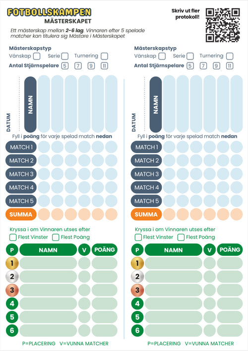 10 Protokoll – Fotbollskampen™ | Match- & Mästerskapsblad